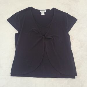 90s Y2K Black Mock Layered Top L Knot Drape